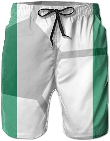 Welonzd Lightweight Quick Dry Beach Shorts 2018 Nigerian Flag and Football Swim Trunks Beach Pants