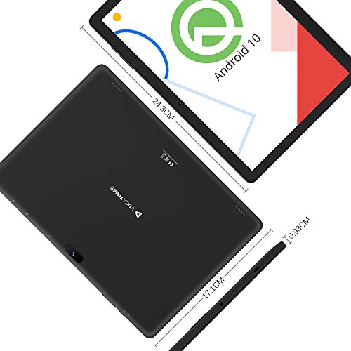 VUCATIMES N10 10-Inch Tablet, Android 10.0, 32GB Storage, A53 Quad-Core Processor, IPS HD Display, Bluetooth 4.2, WiFi, Black
