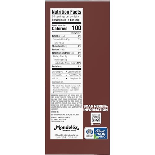 CLIF BAR MINIS – CHOCOLATE BROWNIE FLAVOR – MADE WITH ORGANIC OATS – 4G PROTEIN – NON-GMO – PLANT BASED – SNACK-SIZE ENERGY BARS – 0.99 OZ. (20 PACK)