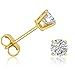 AGS Certified 1/2ct tw Round Diamond Stud Earrings in 14K Yellow Gold