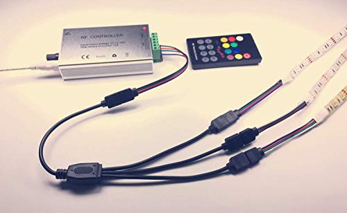 TronicsPros 4 Pin LED Splitter Cable Flex LED Strip Connector 3 Way Splitter for One to Three SMD 5050 3528 2835 RGB LED Tape LED Ribbon LED Strip Light -30cm/12in Long (1 to 3 Splitter, White, 2pcs)
