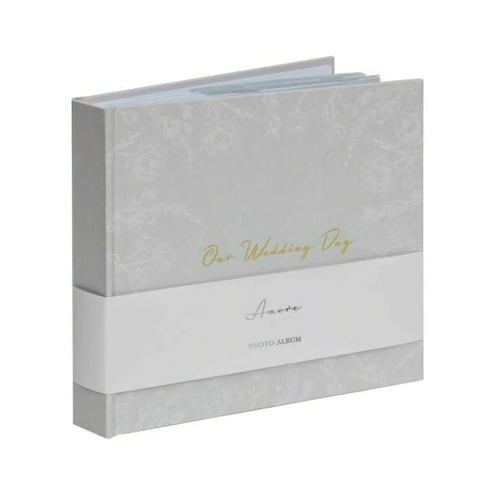 'Our Wedding Day' Grey Floral Photo Album 4' x 6' 50 Pages