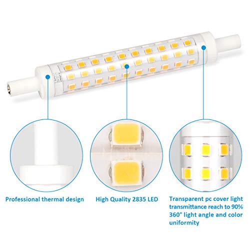 Azhien R7S LED 10W 118mm Lampadina a Doppio Effetto Lineare,Bianco Caldo 3000K,10 Watt,Equivalente a 48W 60W 75W 118mm Lampada Alogena,Dimmerabile, 230V AC, 1000LM,Confezione da 2