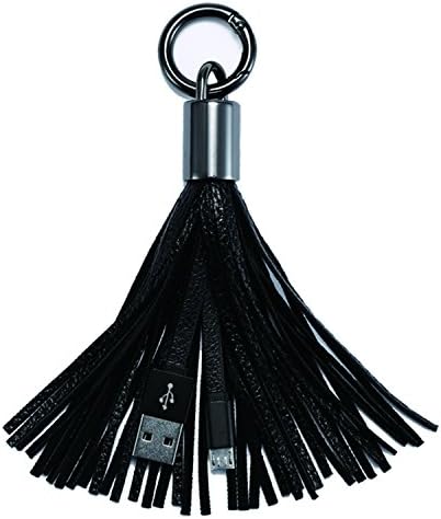 Xutu Micro to USB Leather Tassel Leather Key Chain 3 A Charge Sync Cable for SUMSANGG,HUAWEI,NOKIA,VIVO and other Micro Port Phone-Black