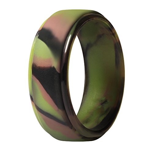 ThunderFit Silicone Rings for Men - 4 Pack & Singles Pack Rubber Wedding Bands (Camo, 7.5-8 (18.2mm))