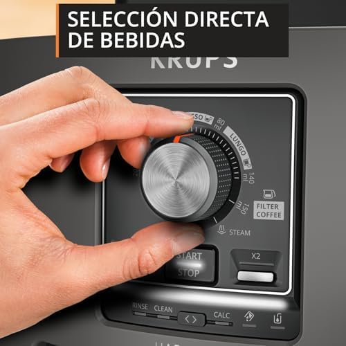 Harmony, Máquina de Café Super Automática, 4 Bebidas de Café e Leite, Espumador de Leite, Limpeza Automática, Função Dupla Chávena, Compacto, Cor Carvão, EA508BE0