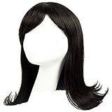 Liz Wig 1950's Peggy Sue Medium Long Flip Bob Heat Friendly Cosplay Party Costume Hair Wig 16'' 40cm (Black)