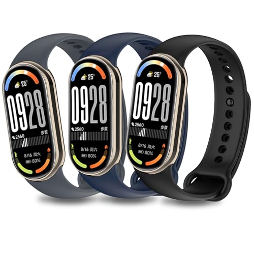 Xisair 3 Correas Compatible con Xiaomi Band 10 9 8 Pulsera Deportiva de Silicona, Pulseras de Repuesto para Miband 10/9/8 Correa Desmontaje Rápido, Transpirable, Impermeable