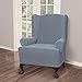 Maytex Collin Stretch 1-Piece Wing Chair Furniture Cover / Slipcover, Blue