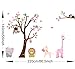 Cartoon Cute Monkeys Big Trees Removable Wall Stickers Home Decor Decals For Children's Room Nursery, Set Of 2 Sheets (animal-tree)