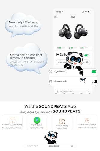 SOUNDPEATS Clip1 Open Ear Earbuds, Premium Dolby Audio & Hi-Res Clip on Headphones, Bluetooth 5.4 Wireless Earphones with AI ENC Noise Cancellation, LDAC, 40H Playtime, IPX5, Fast Charging