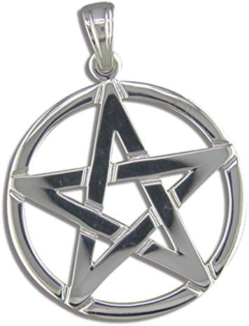 Sterling Silver Pentagram Pendant On A Snake Necklace