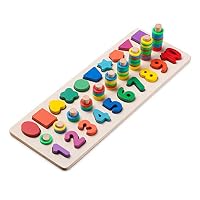 Muyindo Montessori Wood Blocks Puzzle Board Set for Toddler Preschool Kids, Learning & Educational Toys for Number Counting, Colors Stacking, Shape Sorting, Early Education Toy