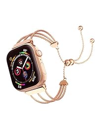 Junwei   Correa de reloj compatible con Apple Watch Band Series 1 2 3 4, elegante correa de acero inoxidable con diamantes de imitación brillantes, ajustable, cierre plegable para hombres y mujeres, 1.496 in, 1.575 in, 1.654 in, 1.732 in