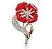 SXON Poppy Flower Pin Brooch Rhinestone Inlaid Fancy Pretty Female