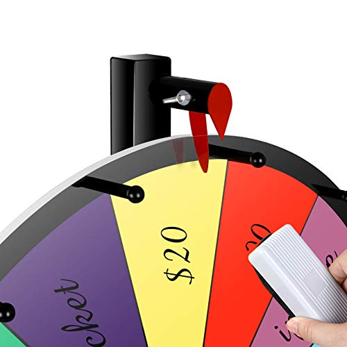 Oteymart 18 Inches Tabletop Spinning Prize Wheel 14 Color Slots Dry Erase Spin Wheel with Stand, for Party Trade Show
