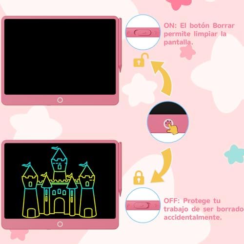 Tableta de Escritura LCD 12 Pulgadas, Electight 2026 Edición Mejorada Tablet Escritura Pantalla Colorido Infantil con Borrable y Bloqueo, para Niñas y Niños de 3-12 Años, para Hogar, Escuela, Rosa