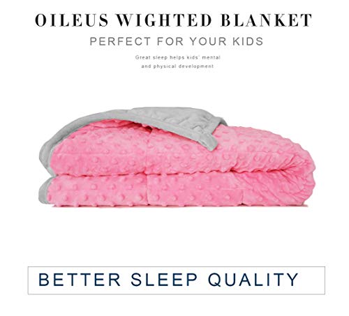 Oileus Weighted Blanket for Kids 2.0 Version Newest One Piece Design Minky Dot-36”x 48”，5lbs for Little Kids- Children Heavy Blanket for Boys and Girls 40-60 lbs - Thumbnail 2
