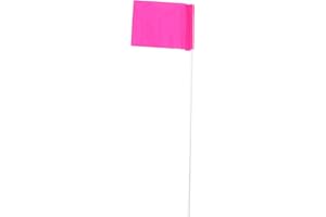 STEP 'N TILT Stake Flags for Marking Sprinkler Heads and Other Objects for Lawn Aeration, Neon Pink Color, Small Size