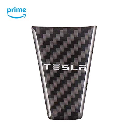 CoolKo Carbon Fiber Steering Wheel Down Black Sticker Modified Decoration Compatible with Model S and Model X [1 Piece]