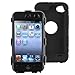 Black Hard/Black Skin Hybrid Case Cover Compatible with Apple iPod Touch 4G, 4th Generation, 4th Gen 8GB / 32GB / 64GB