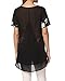 Anself New Fashion Women Chiffon Blouse Embroidery Crew Neck Short Sleeve Loose Fit Casual Tops White/Black L