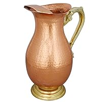 Maithil Art Drinking Pitcher Mugal Jug Indian Copper Tableware Collection for Ayurvedic Benefits