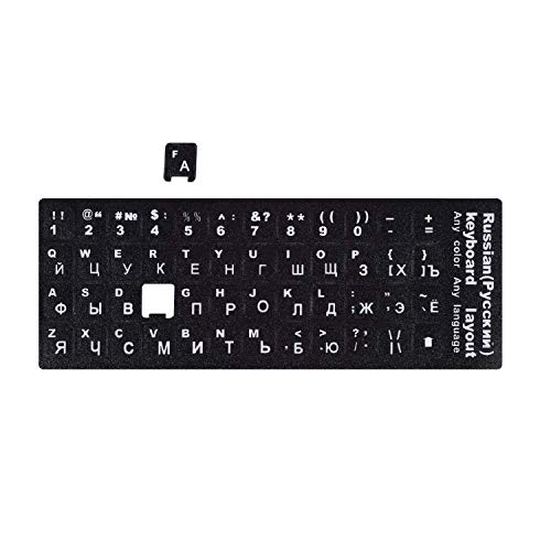 2PCS Pack Transparent Russian Keyboard Stickers, Russian English Keyboard Replacement Sticker with Transparent Background and Orange Lettering for Computer Notebook Laptop Desktop Keyboards