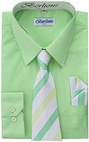 Boy's Dress Shirt, Necktie, and Hanky Set - Lime, Size 4