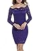 ACEVOG Vintage Dress for Women Long Sleeve Off Shoulder Lace Dress Bodycon Dresses (Large, Purple)