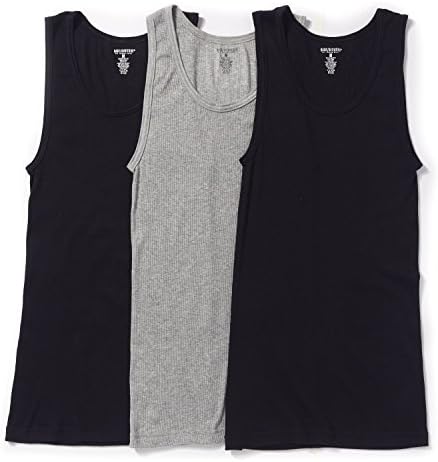 Basic Outfitters Men's 3Pk Black Grey Black Rib Tank Medium