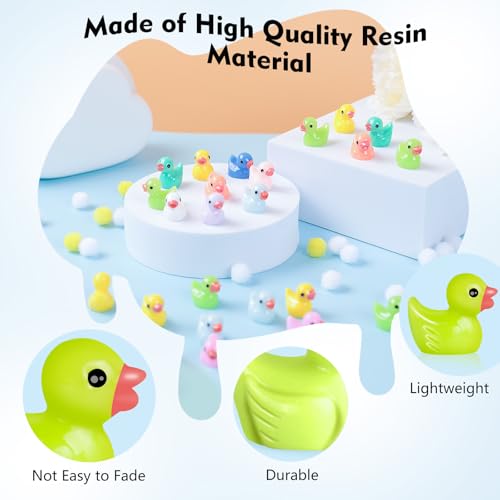 AiQInu 100Pcs Mini Duck Resin 10 Colors 1.5x1.8cm Mini Bath Ducks Mini Duck Figurines for Aquarium Garden Landscape