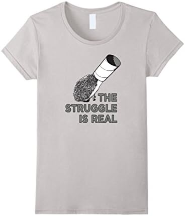 Women's The Struggle Is Real Funny Hedgehog Graphic T-Shirt  Medium Silver