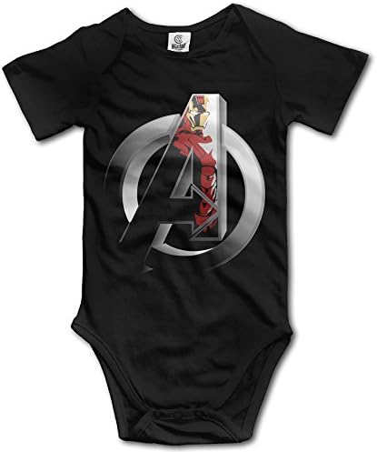 Elnory Avengers Iron Man Logo Baby Unisex Climbing Clothes Black 18 Months