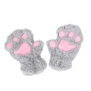 Fablcrew Vrouwen Winter Handschoen Mooie Pluche Kat Klauw Half Vinger Handschoen Wanten Voor Schrijven Typen