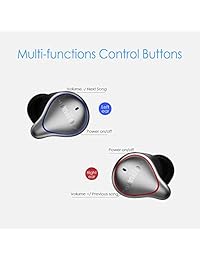 Ayake Silver O5 Auriculares Bluetooth 5.0 a prueba de agua IPX7, Auriculares inalámbricos True Sports, Auriculares estéreo HiFi con bajos más ricos con micrófono, 7 9 horas Reproducción de auriculares con cancelación de ruido (emparejamiento automático)