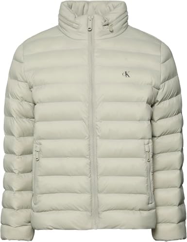 Uomo Giacca Imbottita Nylon Hooded Puffer con Cappuccio, Grigio (Forest Fog), L