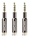 FosPower (3 Pack) 3.5mm (1/8") Male to Female Stereo Audio Headphone Jack Adapter [Ultra-Slim Design | 4-Conductor TRRS | 24K Gold Plated Connector] for Phones, Tablets, Headphones & Card Readers primary