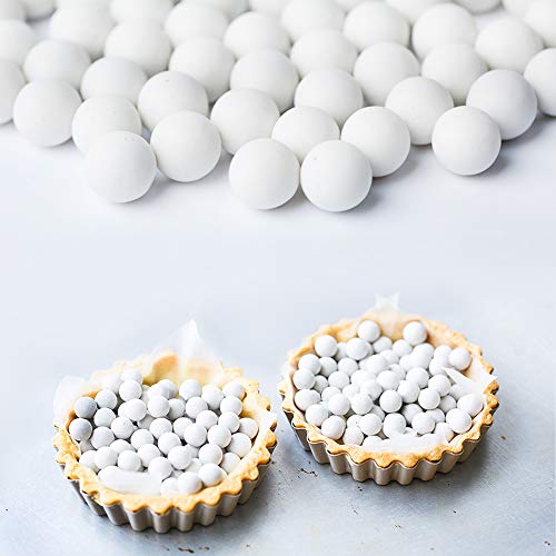 AQIMY Baking Ceramic Pie Weights 10mm Reusable Pie Crust Weights Natural Ceramic Stoneware with Drawstring Bag, 1.2LB