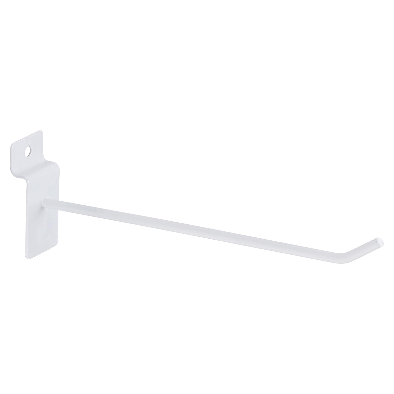 PATIKIL Slat Wall Hooks 2" x 8", 100 Pcs Slat Wall Panel Metal Display Hooks Pegboard Hanger for Grid Wall Garage Shop Retail Stores Organization, White