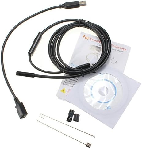 QMSSIC Micro USB Endoscope Inspection Borescope Camera 7MM Lens Waterproof For ANDROID OTG SMARTPHONES / PC /Laptops 16.5ft