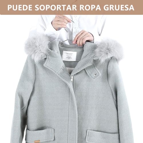 MXHIGO 50Pcs Ganchos para Ropa de Acero Inoxidable, 40CM Perchas para Ropa con Ranuras, Antióxido y Duradero, Ahorrar Espacio en el Ropero, para Pantalones, Vestidos, Camisa, Abrigos para Adultos