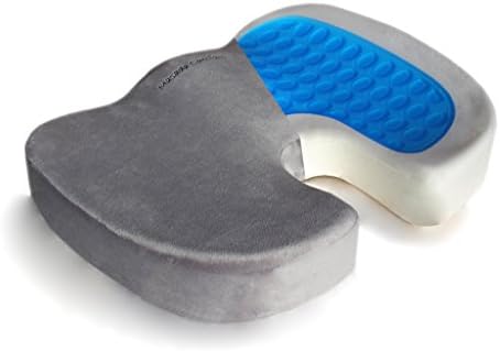 Masada Comfort Gel-Enhanced Non-slip Coccyx Memory Foam Orthopedic Seat Cushion Grey Pillow for Back Pain and Sciatica Relief with Washable and Breathable Cover Grey