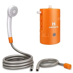 LIEBMAYA Draagbare buitendouche, 4400mAh batterij aangedreven USB oplaadbare pomp, handheld outdoor douchekop voor…