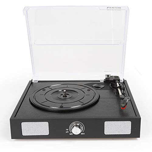 Power Dynamics Modern Black USB Record Player with Lid Top, Speakers