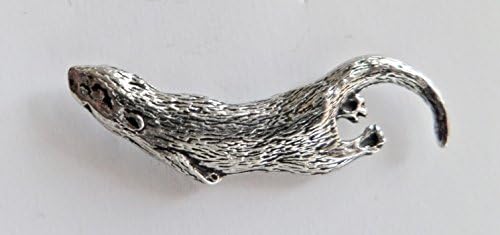Otter Pin Badge - Hand Made in Cornwall , England in Solid Pewter
