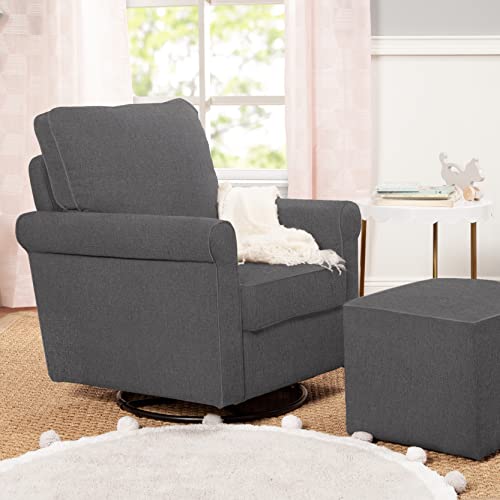 DaVinci Maya Upholstered Swivel Glider and Ottoman in Shadow Gray