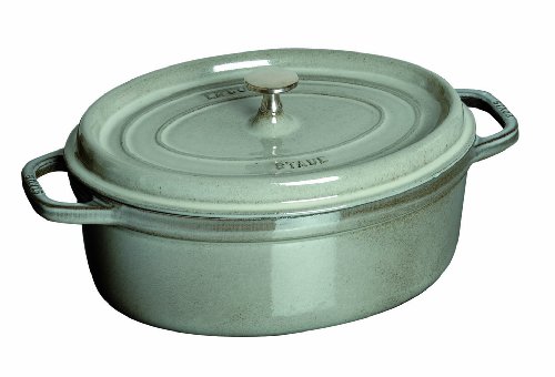 Click Here to See More Images Staub Mini .25 Quart Oval Cocotte, Graphite Grey