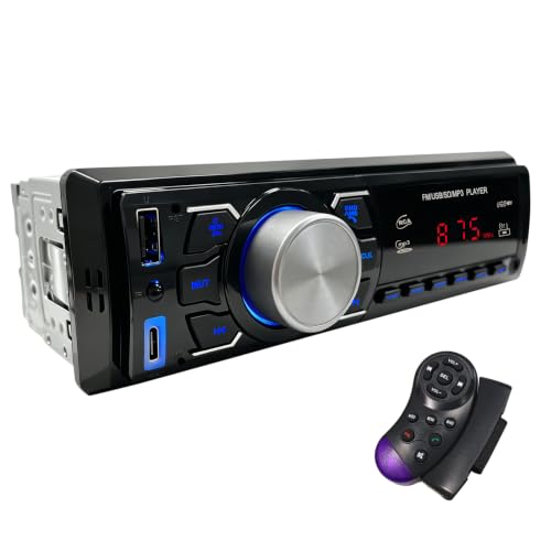 Car Radio Bluetooth 1 DIN – Car Radio with Remote Control/FM Radio/USB | Supports Hands-Free Calls/AUX-in/EQ/ Type-C Charging - 12V Car Stereo