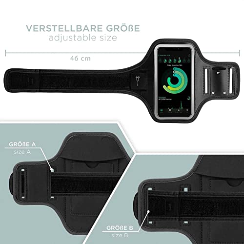 ONEFLOW Brazalete deportivo para teléfono móvil compatible con ZTE Blade A5 2019, brazalete de fitness, pulsera deportiva para correr al aire libre, funda para teléfono móvil, color negro